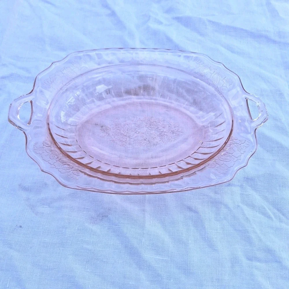 Vintage Anchor Hocking Mayfair Open Rose Pink Depression Glass Bowl 11